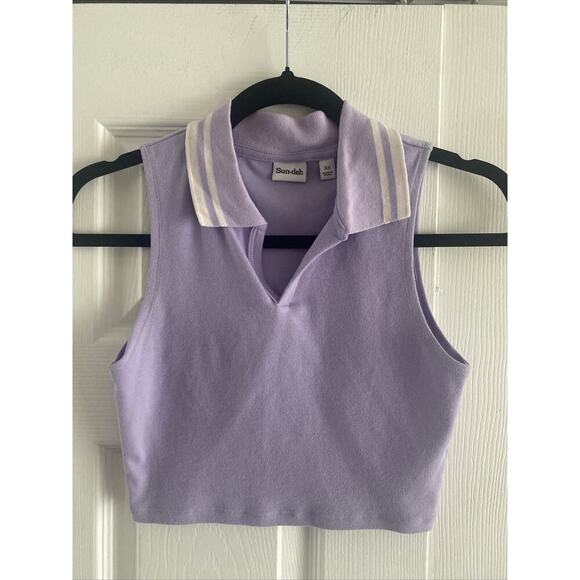 Aritzia Tops - Sun Deh Aritzia Womens XS Purple Collared Cropped Polo Tennis Core Preppy